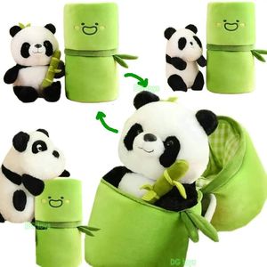 Bambola creativa panda huahua nascosta in un cuscino di peluche di bambù cuscino imbottito abbraccio Menglan sul giocattolo di bambù per il compleanno 240407