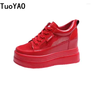 Casual Shoes Summer Women Chunky Sneakers Breathable Mesh Shoe 8cm Wedge Heels Platform Walking Chaussures Femme Sports Dad