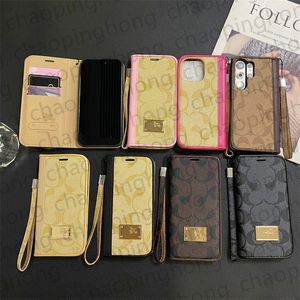 Flip Leather Phone Case för iPhone 15 Pro Max 14 Pro 13 12 11 Pro Max XS Max 15 Plus Designer iPhone Case Card Holder Slots Samsung Galaxy S24 Ultra S23 S22 Cases Folio Cover