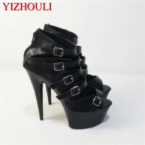 Dance Shoes Black Night Princess Sexig 15 cm Peep-Toe High-Heeled Dinner Show Set-Up Appeal for Women's