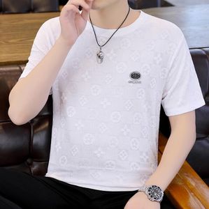 L3606 Camiseta de designer de verão Jacquard Weave White Luxury T-shirt Brand Men Tshirt Tee Mens Roupas