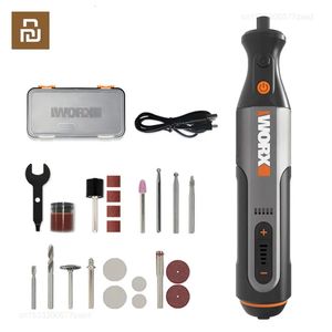 WORX 8V Rotary Tool WX106 Sladdlös Mini Drill Engraving Slip Polering Maskin USB Laddare Variabel Hastighet Power Tools Set 240318