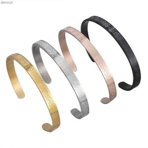 Armreif Edelstahl Arabische Kalligraphie Ayatul Kursi Manschettenarmband Armreif für Frauen Männer Islamischer Schmuck240417