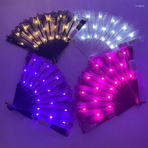 Figuras decorativas Hand Girl Lace Rose Fan fã acesso brilhante LED LED UP para dançar apresentações musicais