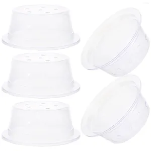 Tazze da 5 pezzi Copri di cibo per vassoio per torta cupola coperte di plastica fresca e stendardo da tavolo decorativi chiari