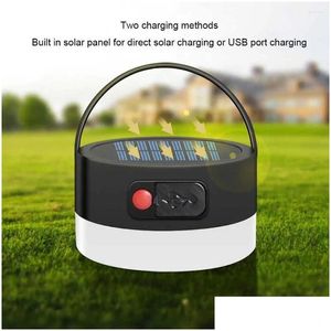 Portabla lyktor Solar Tent Lamp Cam uppladdningsbar Lykta Justerbar Light Power Bank Drop Delivery Sports Outdoors Camping Vandring En DH2GZ