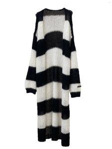 Women's Knits Black And White Striped Cardigan Jacket Fashionable Personality Comfortable Versatile 2024 Fall Winter 1104