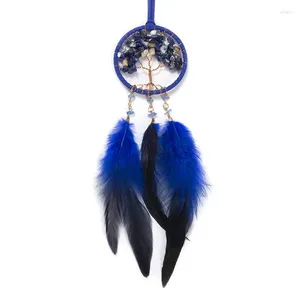 Decorative Figurines Car Decorations Blue Feather Crystal For Women Dream Catcher Brown Pendant Small Traditional Bohemian
