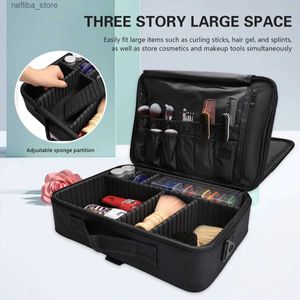 Kosmetiska väskor skönhet nagelverktyg lagringslåda stor kapacitet makeup case professionell kosmetisk arrangör justerbar 3 lager konstnär lagring väska l410