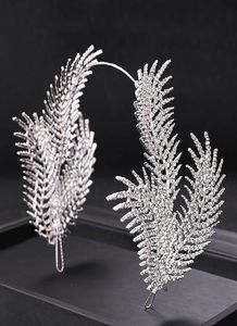 Shinny -Strass -Federform -Braut Stirnband Tiaras und Kronen Kopfstück Hochzeit Brauthaarschmuck Accessoires für Frauen6608247