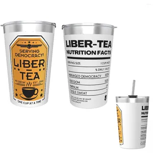 Tumblers Cup Morning Cup of Liber-Tea Helldivers 2 Mubita Tumbler Democracy Democracy Liber Tea Cups Acciaio inossidabile Isolato 12oz