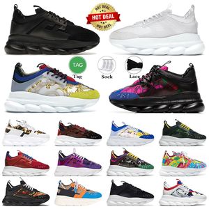 Italien 2024 Top-Ketten-Reaktionsschuhe Sneakers Designer lässige Schuh dreifarbige schwarze weiße weiße Wildleder rot blau gelber Fluo Tan Mode Luxus Frauen Männer Trainer Trainer