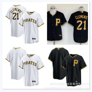 Baseball -Trikots Pirates Pittsburgh Clemente24 White Black Game Player Name Jersey