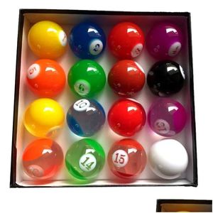 Accessori da biliardo XMLIVET Set completo Set Transparent Colorf Billiards Balls 5725mm International Standard Pool Game Resina per 240321 OT5KF