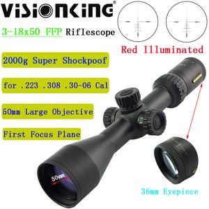 Visioning 3-18x50 FFP Riflescope Turret Blokada taktyczna długi snajper Sniper Illumined First Focus Plopy Scopes Airsoft Optical Sight .223 .308