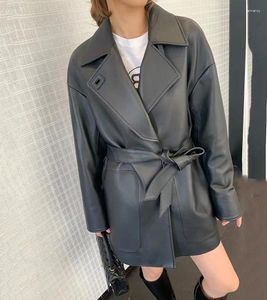 Women's Leather European Goods Autumn/Winter Sheepskin Genuine Coat With Medium Length Loose Windbreaker For Young Wome