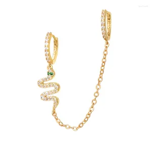 Серьги Серьги Tiande Gold Color Double Hoop Chain Chain Snake для женщин циркона пирсинг модные украшения оптом