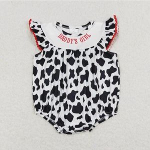 Clothing Sets High Quality Short Sleeve Daddy's Girl Cow Pattern Bubble Clothes Baby Rompers Wholesale