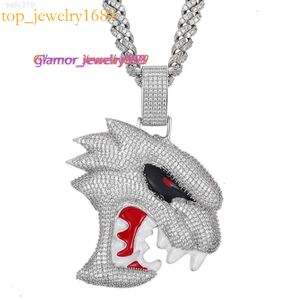 2024Moissanite Diamond Leopard Head Necklace CindantDrop Spedizione Gioielli Hip Hop Wolf Head Necklace Sier Sier Custom Moissanite Ciondolo