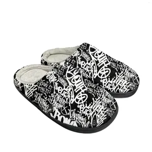 Slippers Street Art Graffiti Caso de algodão masculino Pluxus, casual, mantenha sapatos quentes sapatos de alta qualidade, sapato personalizado