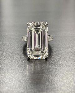 Luxury 100 925 Sterling Sterling Create Emerald Cut 4ct Diamond Wedding Engagement Women Women Rings Fine Jewelry Whole7148032