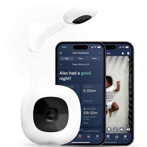 Nanit Pro Duvar Montajlı Nanit Pro Smart Bebek Monitörü, 1080p Güvenli Wi-Fi Video Kamera, Sensörsüz Uyku Solunum Hareket İzleyicisi, 2 yönlü ses, ses hareket uyarıları, Gece Görüşü