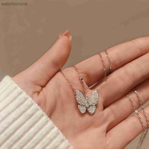 Luxury Top Grade Vancellelfe Brand Designer Halsband Silver Shell Sterling Silver Full Diamond Futterfly Halsband Small V High Quality Jeweliry Gift