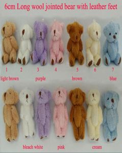 Оптовая сторона Hight6cm Bulk 100pcslot Cartoon Long Wool Plush Mini Mini Mini Mare Медвежник голые плюшевые мишки для ключевой пакет для телефона.