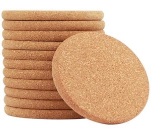 100pcs Cork Coasters Okrągły krawędź 1001005 mm Maty drewniane korkcoaster 101005 cm roślina drewniana Coasterabsorbent Corked Mata BAR3866299