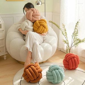 Pillow 22cm Solid Color Throw Lamb Velvet Decorative Hand-woven Knotted Ball Pillows For Sofa Floor Home Decor