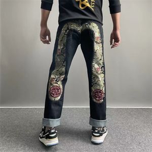 Erkekler Kot Tasarımcı Pantolon Amerikan High Street Hip Hop Graffiti Baskı Kot Tide İnce Düz Sıradan Geniş Bacak Pantolon