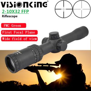 Wizja szeroki kąt 2-10x32 FFP Riflescope Illumination Cel Strzelanie taktycznego MIL-DOT SCOPE Nocny snajper Sniper Pierwsza płaszczyzna ogniskowa Wzrok optyczny dla .223 .308