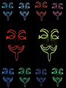 Máscara de Halloween LED Light Up Funny Masks Máscara de arame Vendetta Flashing Cosplay Costume Anonymous Máscara para brilhar em Dark DH5632632