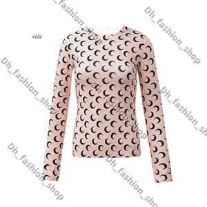 Designer Brand Marine Serre Marine Moon Print Långärmad underlagsskjorta som bär serre Mid High Collar Outwear Marine EP Högkvalitativ 6436