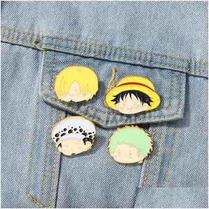 Tecknad accessoarer japanska barndoms komiska en bit karaktärer emalj pin söta filmer spel hårda stift samla brosch ryggsäck hatt dhyzc