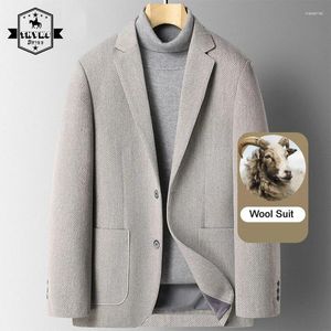 Męskie garnitury 2024 Slim Sucible Fit Fashion Blazery Eleganckie grube wełniane kurtki Vingate Casual Business Wedding Wool Blazer