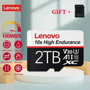 Karten Lenovo Micro TF/SD -Speicherkarte 2TB 1TB V30 U3 128 GB 512GB SD -Karte SD/TF Flash Card Class 10 Speicherkarte für Telefondrohne PS4 PS5