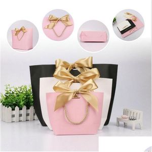 Packing Bags Wholesale 5 Colors Paper Gift Bag Boutique Clothes Packaging Shop For Birthday Present Wrap With Handle Drop Delivery Off Dhkox