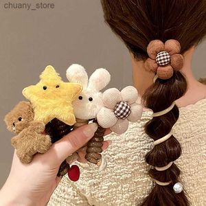 ヘアラバーバンドかわいいぬいぐるみ弾性ラバーバンド女の子電話ワイヤーヘアバンド女性スパイラルコイルヘアタイロープヘアアクセサリーY240417