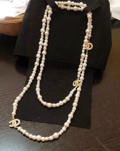 Modedesigner Pearl Sweater Chain Beaded Necklace for Women Party Wedding Luxury Jewelry For Bride With Box