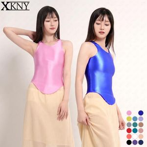 Women's Tanks XCKNY Satin Glossy Vest High Elasticity Sleeveless Suspender Oil Silky Smooth Vintage Spicy Girl Sling Arc Long