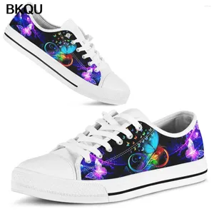 Casual Shoes BKQU Sneakers Women 2024 Fashion Futterfly Lace Up Canvas Flat Mujer Vulcanizar Zapatos