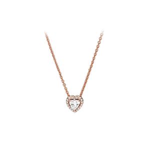 Diamond Heart Necklaces Sterling Silver Pendant Necklace chain designer jewelry Fashion Classic Elegant Necklace Set DIY Crystal Charm women Classic necklace