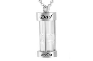 Silberne Stundenglas Glasfeindung Urnen Halsketten für Ashes Memorial Keepsake Anhänger für Papa Mama Hemd2255712