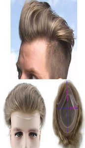 7 colorir penteado de cabelo humano para homens naturais reto marrom claro reposição de cabeleireiro europeu Remy Hair Male Wig 10x84320624
