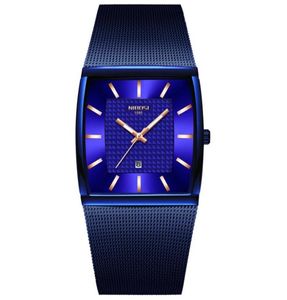 Nibosi Herren Uhren Top -Marke Luxus Blue Square Quartz Watch Männer wasserdichte goldene männliche Armbanduhr Männer Relogio Maskulino neuer Styl5870368