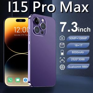 7.3インチI15PROMAXアンドロイドスマートフォンタッチスクリーンカラースクリーン4G 8GB 12GB 16GB RAM 256GB 512GB 1TB ROM HDスクリーン重力センサー8000MAHトップ高品質