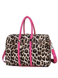 Модный леопардовый принт женщин Duffle Bag Cheetah Animal Pattern Simbag для леди девочки плечо с розовой ручкой Duffel Bags6182758