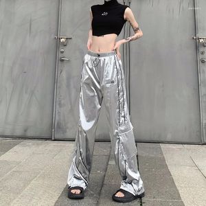 Women's Pants H Home European And American Clothing Street Hip Hop Style Glossy Design Pocket Cargo Dancing Personal Leisure Sports