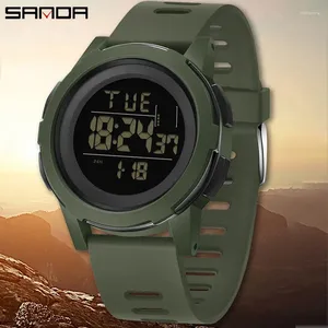 Wristwatches SANDA Fashion Outdoor Sport Watch For Man Luxury Luminous Stopwatch Original LED Electronic Waterproof Clock